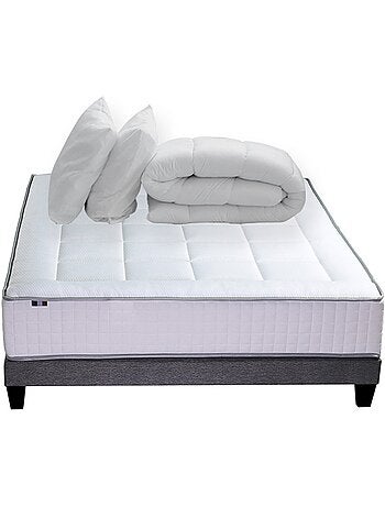 Ensemble matelas Ressort 7 zones + sommier + oreiller + couette - FABRICATION FRANCAISE