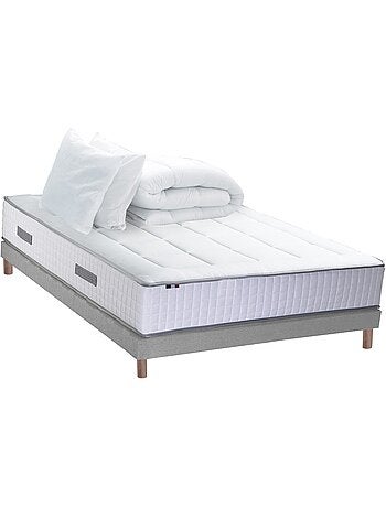 Ensemble matelas Ressort 7 zones + sommier + oreiller + couette - FABRICATION FRANCAISE