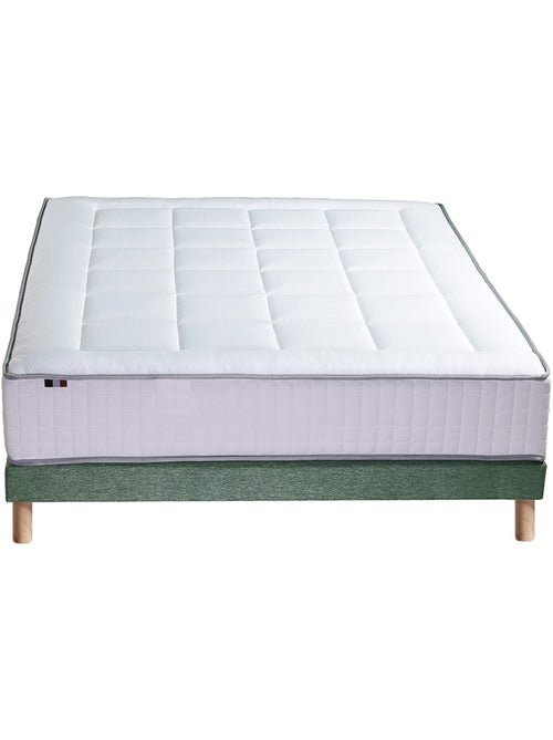 Ensemble matelas Ressort 7 zones + sommier + oreiller + couette - Vert celadon - Kiabi Ensemble matelas Ressort 7 zones + sommier + oreiller + couette - Vert celadon - Kiabi