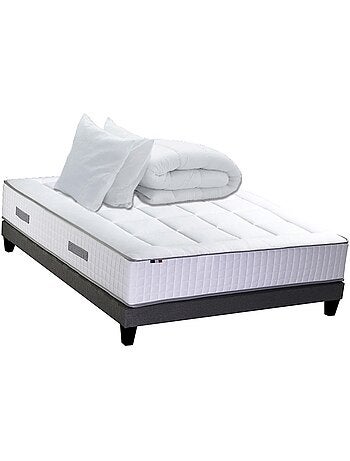Ensemble matelas Ressort 7 zones + sommier + oreiller + couette FABRICATION FRANCAISE