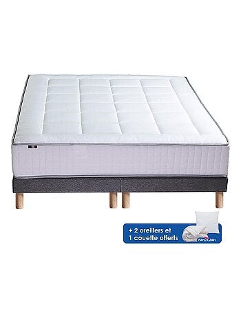 Ensemble matelas Ressort 7 zones + sommier + oreiller + couette FABRICATION FRANCAISE