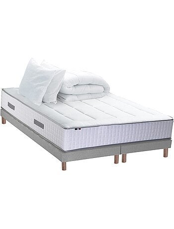 Ensemble matelas Ressort 7 zones + sommier + oreiller + couette FABRICATION FRANCAISE