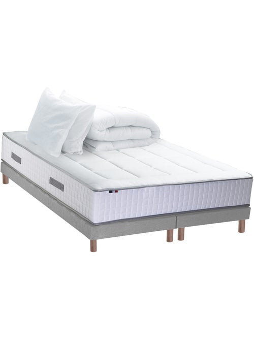 Ensemble matelas Ressort 7 zones + sommier + oreiller + couette FABRICATION FRANCAISE - Kiabi