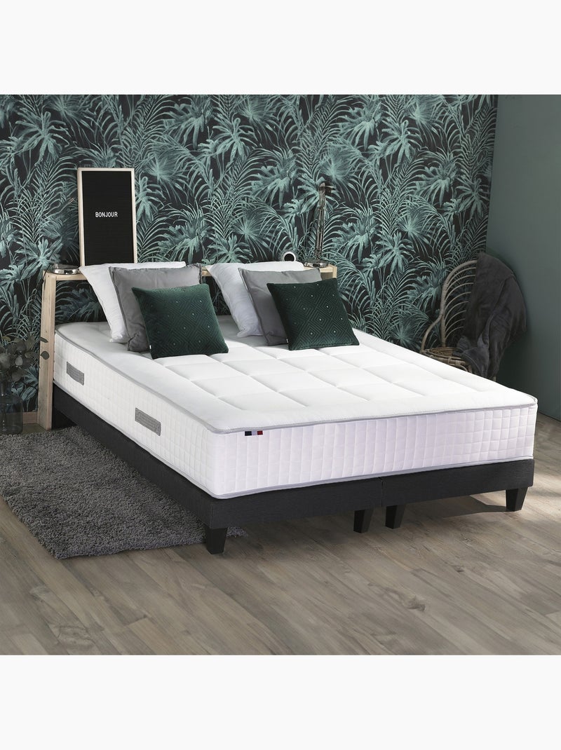 Ensemble matelas Ressort 7 zones + sommier + oreiller + couette gris anthracite - Kiabi