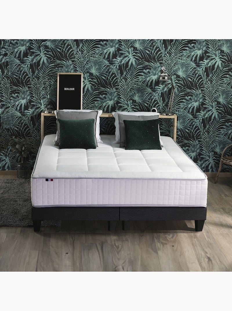 Ensemble matelas Ressort 7 zones + sommier + oreiller + couette gris anthracite - Kiabi