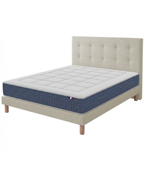 Ensemble matelas ressort, H28, accueil memoire de forme, sommier et tete de lit beige - Kiabi Ensemble matelas ressort, H28, accueil memoire de forme, sommier et tete de lit beige - Kiabi