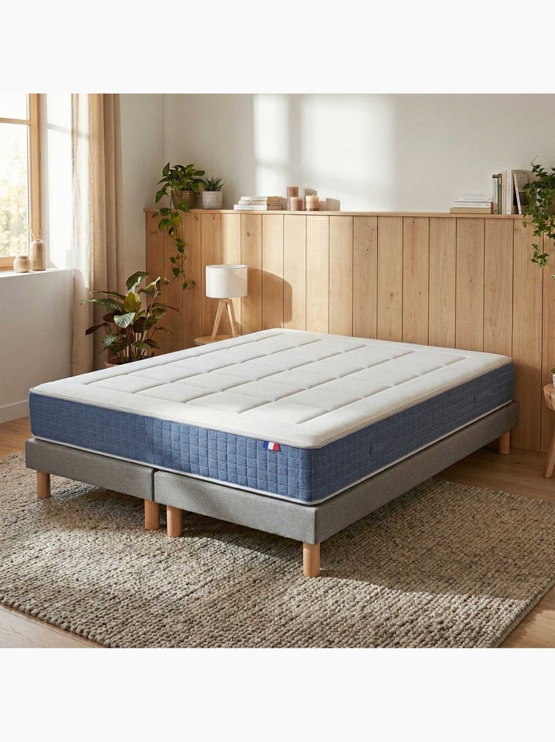 Ensemble matelas ressort, H28, accueil memoire de forme, sommier gris Blanc Gris - Kiabi