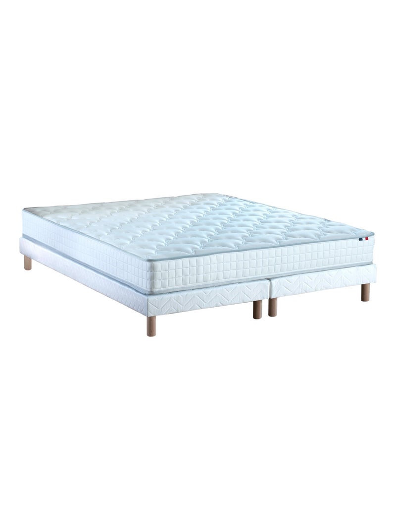 Ensemble Matelas Ressorts 5 Zones ETOILE + Sommier Made in France , Sommier Blanc Blanc - Kiabi