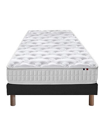 Ensemble Matelas Ressorts 5 Zones ETOILE + Sommier Made in France , Sommier Noir