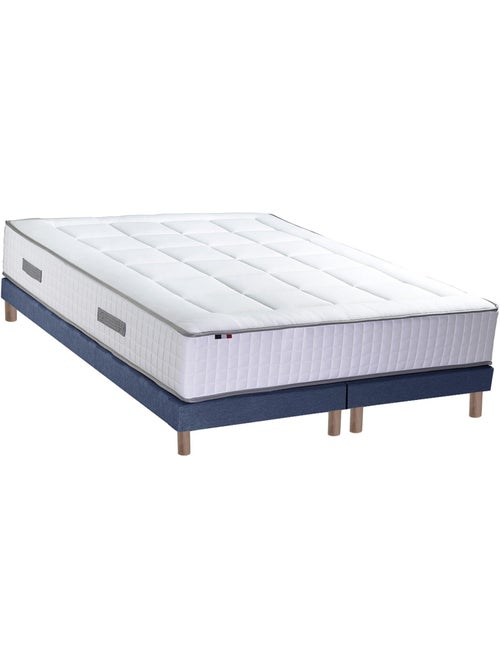 Ensemble matelas ressorts 7 zones BELLAGIO 2, mémoire de forme et sommier - Sommier - Bleu denim - Kiabi Ensemble matelas ressorts 7 zones BELLAGIO 2, mémoire de forme et sommier - Sommier - Bleu denim - Kiabi