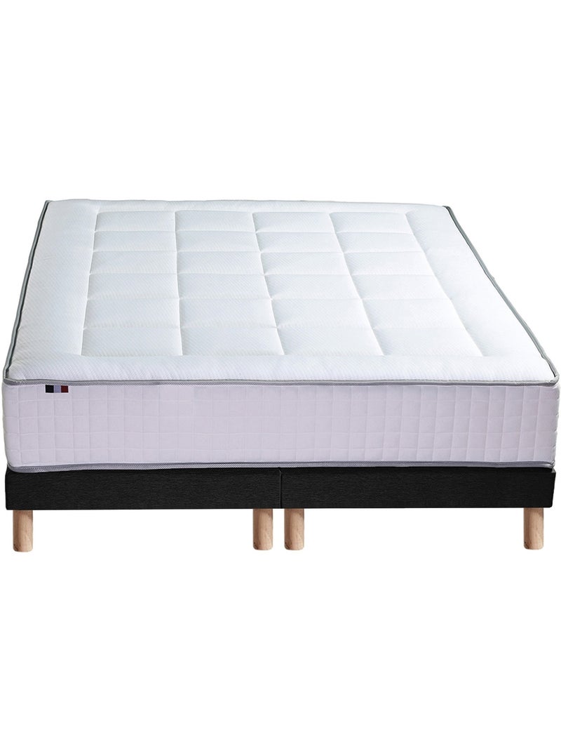 Ensemble matelas ressorts 7 zones BELLAGIO 2, mémoire de forme et sommier - Sommier - Noir gris anthracite - Kiabi