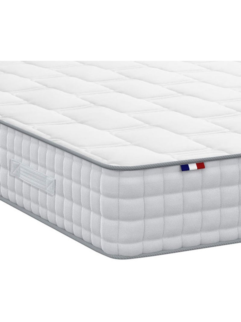 Ensemble matelas ressorts 7 zones, H24, sommier et tete de lit capitonnee beige Beige clair - Kiabi