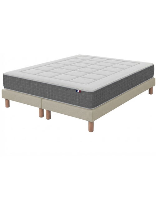 Ensemble matelas ressorts 7 zones, H28, sommier lattes fixes beige - Kiabi