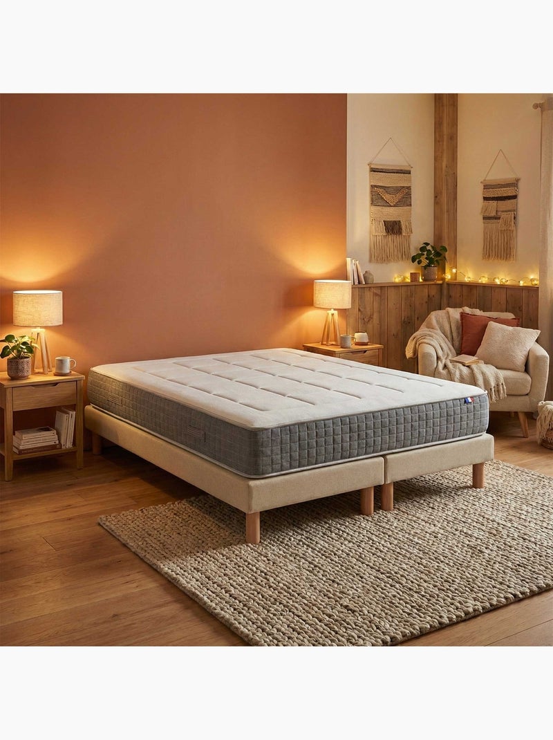 Ensemble matelas ressorts 7 zones, H28, sommier lattes fixes beige Beige clair - Kiabi