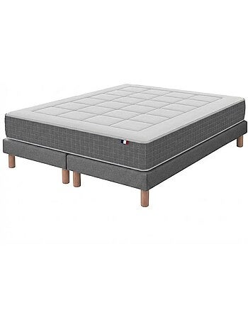 Ensemble matelas ressorts 7 zones, H28, sommier lattes fixes gris