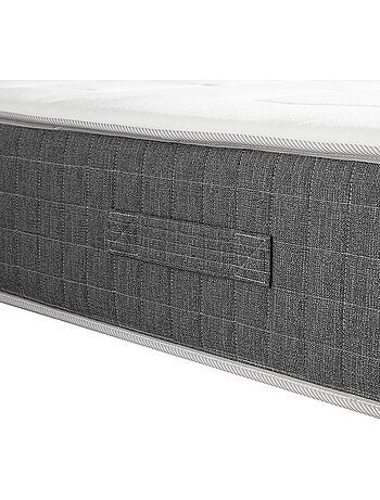 Ensemble matelas ressorts 7 zones, H28, sommier lattes fixes gris