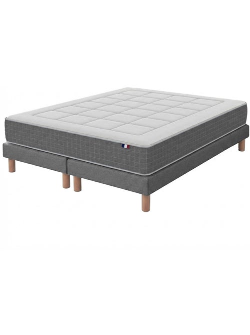 Ensemble matelas ressorts 7 zones, H28, sommier lattes fixes gris - Kiabi Ensemble matelas ressorts 7 zones, H28, sommier lattes fixes gris - Kiabi