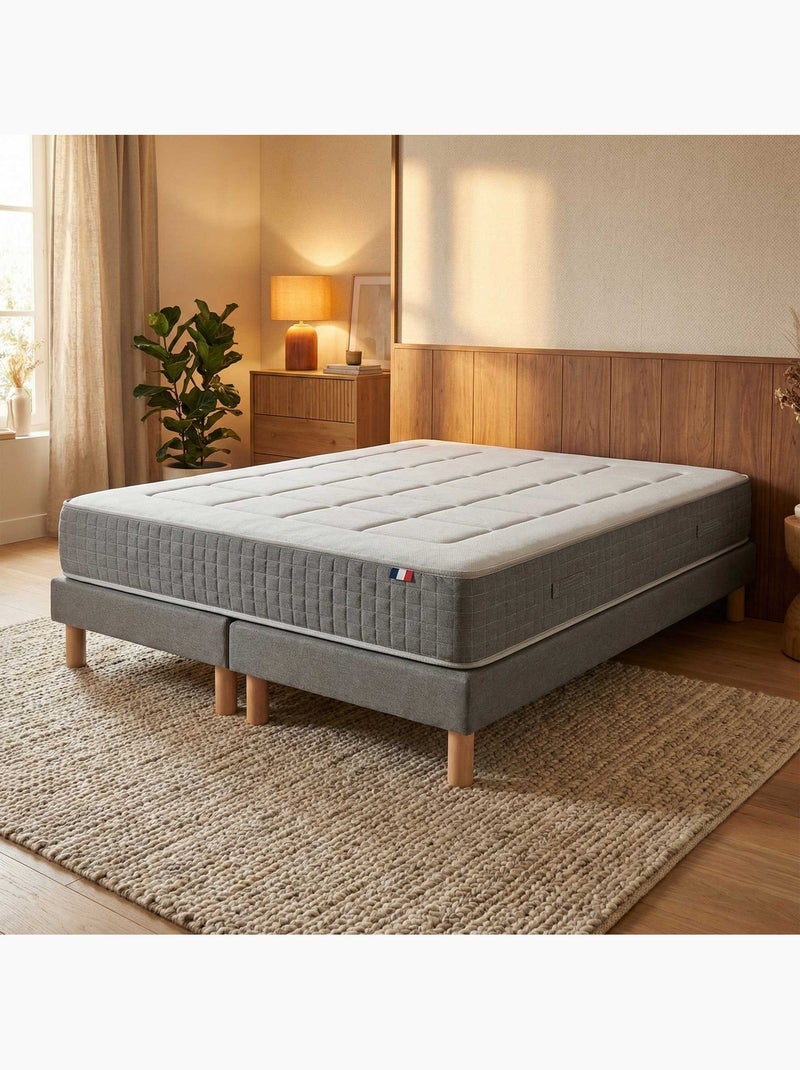 Ensemble matelas ressorts 7 zones, H28, sommier lattes fixes gris Blanc Gris - Kiabi