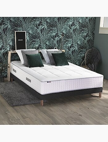 Ensemble matelas Ressorts 7 zones H28cm + sommier PALACIO 2 - 160 x 200 cm, Bleu denim