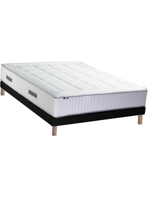 Ensemble matelas Ressorts 7 zones H28cm + sommier PALACIO 2 - 160 x 200 cm, Noir - Kiabi