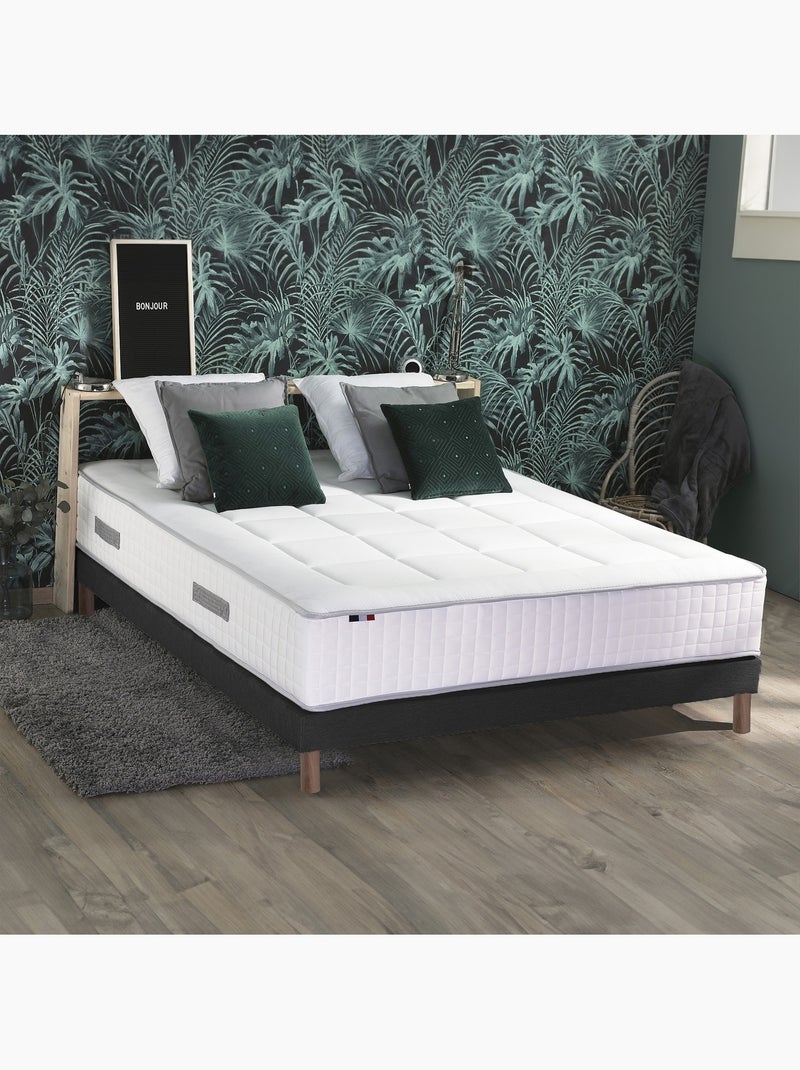 Ensemble matelas Ressorts 7 zones H28cm + sommier PALACIO 2 - 160 x 200 cm, Noir gris anthracite - Kiabi