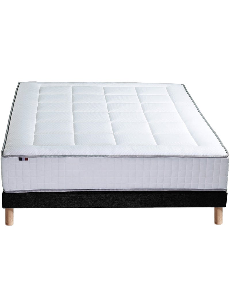 Ensemble matelas Ressorts 7 zones H28cm + sommier PALACIO 2 - 160 x 200 cm, Noir gris anthracite - Kiabi