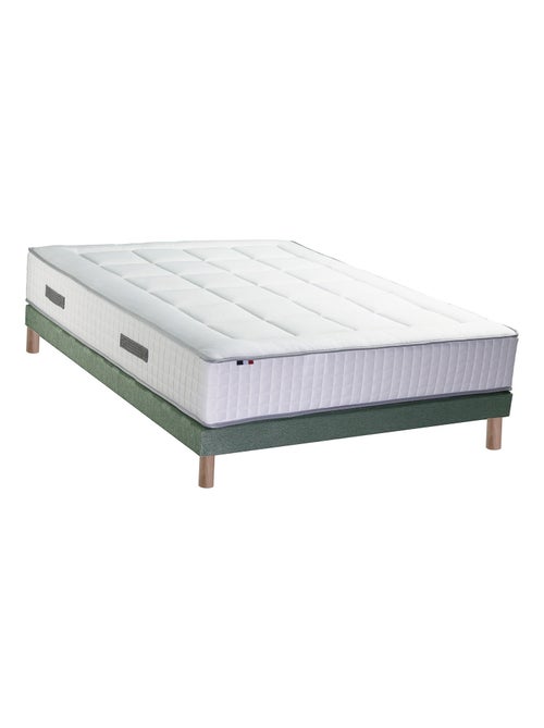 Ensemble matelas Ressorts 7 zones H28cm + sommier PALACIO 2 - 160 x 200 cm, Vert celadon - Kiabi