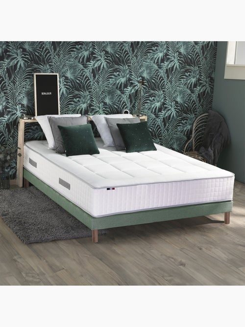 Ensemble matelas Ressorts 7 zones H28cm + sommier PALACIO 2 - 160 x 200 cm, Vert celadon - Kiabi