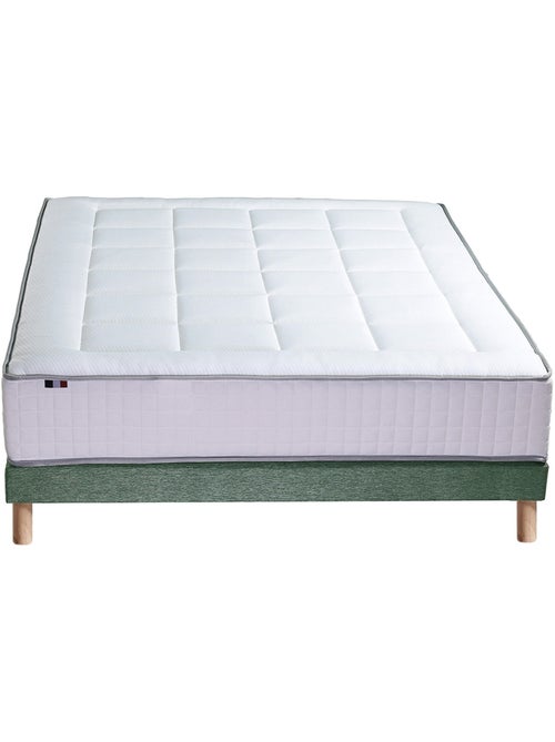 Ensemble matelas Ressorts 7 zones H28cm + sommier PALACIO 2 - 160 x 200 cm, Vert celadon - Kiabi