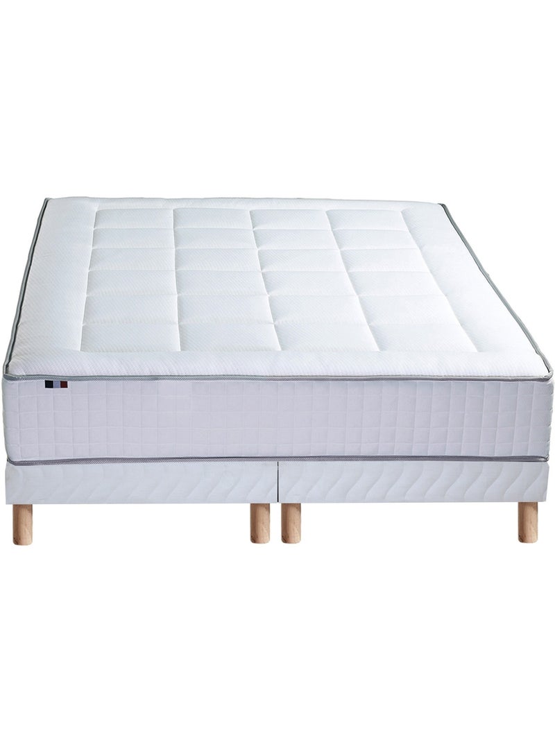 Ensemble matelas Ressorts 7 zones H28cm + sommier PALACIO 2 FABRICATION FRANCAISE - Sommier - Blanc Blanc - Kiabi