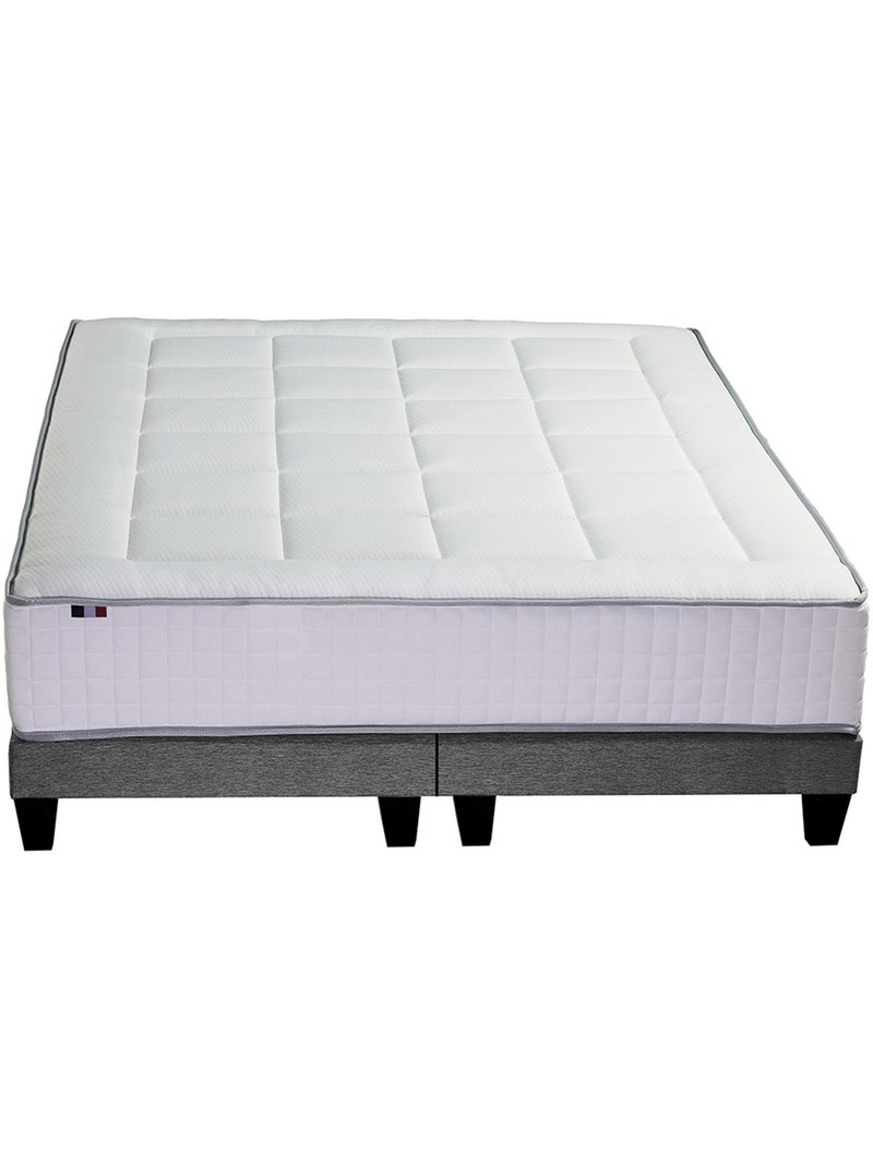 Ensemble matelas Ressorts 7 zones H28cm + sommier PALACIO FABRICATION FRANCAISE - 2x90 x 200 cm Blanc - Kiabi