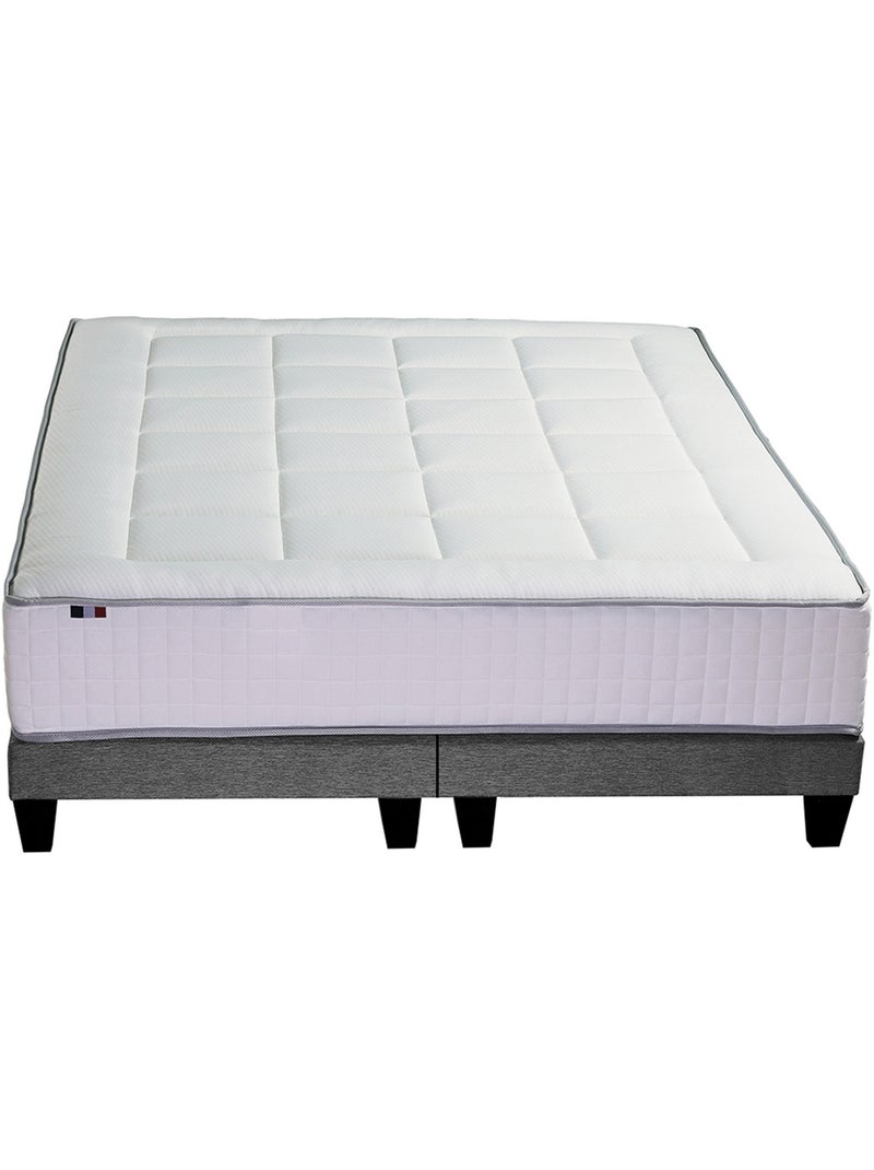 Ensemble matelas Ressorts 7 zones H28cm + sommier PALACIO FABRICATION FRANCAISE Blanc - Kiabi