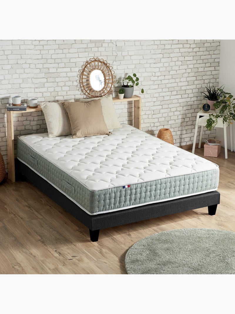 Ensemble matelas ressorts 7 zones HYGGE, réversible hiver/été - Sommier - Noir gris anthracite - Kiabi