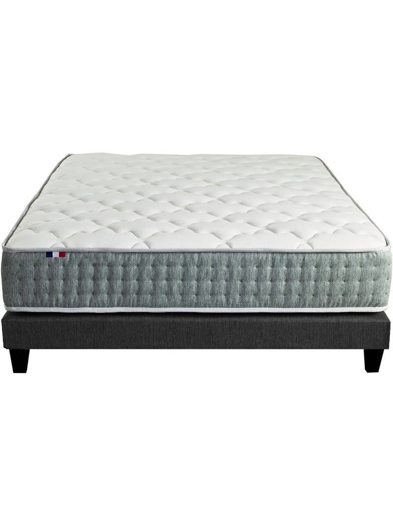 Ensemble matelas ressorts 7 zones HYGGE, réversible hiver/été - Sommier - Noir gris anthracite - Kiabi