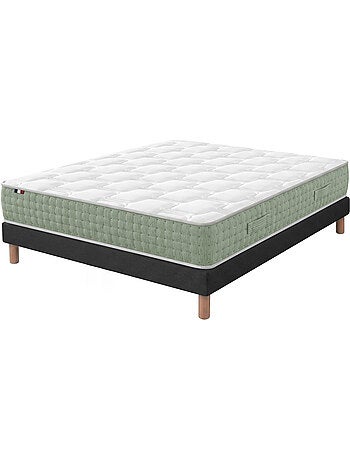 Ensemble matelas ressorts 7 zones hygge, réversible hiver/été - sommier - noir