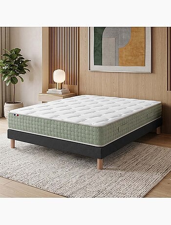 Ensemble matelas ressorts 7 zones hygge, réversible hiver/été - sommier - noir