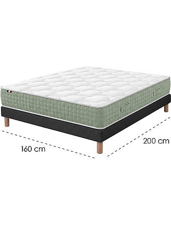Ensemble matelas ressorts 7 zones hygge, réversible hiver/été - sommier - noir