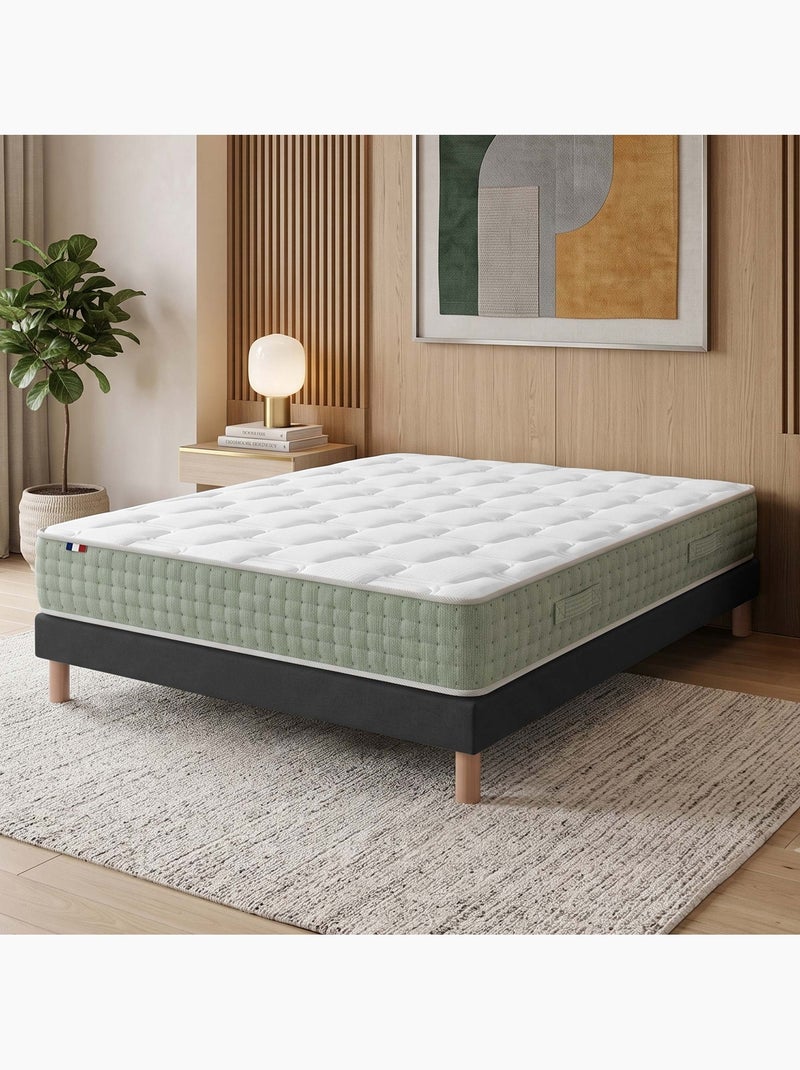 Ensemble matelas ressorts 7 zones hygge, réversible hiver/été - sommier - noir Noir - Kiabi
