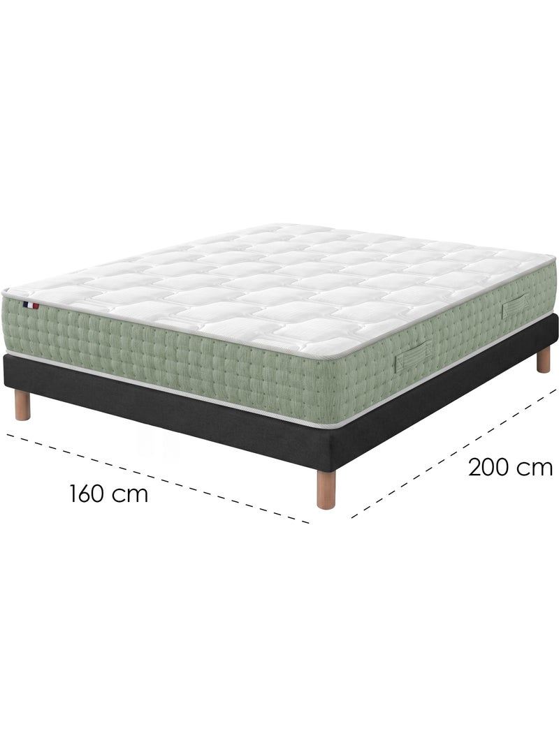 Ensemble matelas ressorts 7 zones hygge, réversible hiver/été - sommier - noir Noir - Kiabi