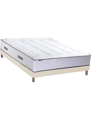 Ensemble matelas ressorts 7 zones PALACIO + sommier en kit beige lattes flexibles
