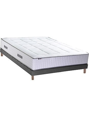 Ensemble matelas ressorts 7 zones PALACIO + sommier en kit gris lattes flexibles