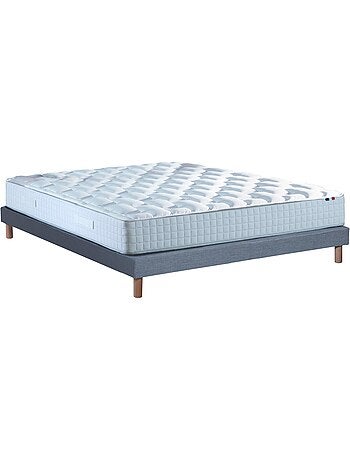 Ensemble matelas ressorts 7 zones sommier bleu 140x190