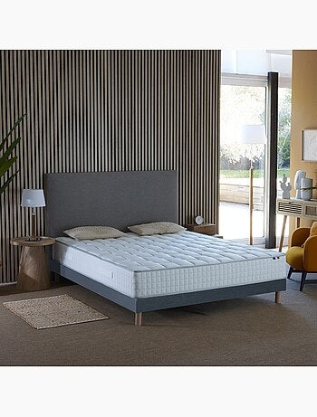 Ensemble matelas ressorts 7 zones sommier bleu 140x190