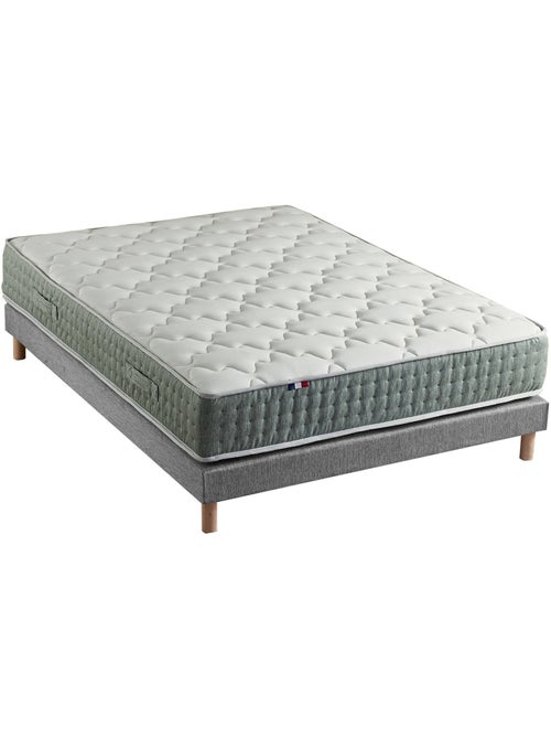 Ensemble matelas ressorts 7 zones sommier gris 160x200 - Kiabi