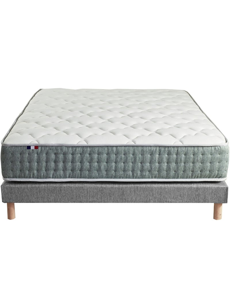Ensemble matelas ressorts 7 zones sommier gris 160x200 Blanc Gris - Kiabi