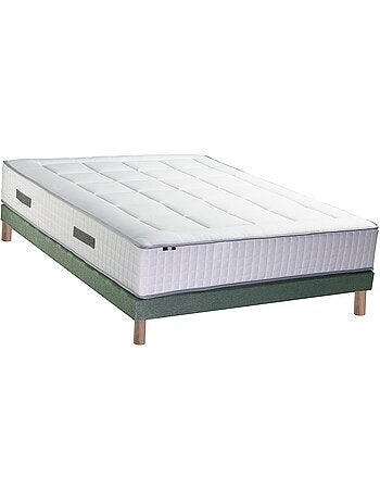 Ensemble matelas 2 ressorts 7 zones sommier bleu 160x200