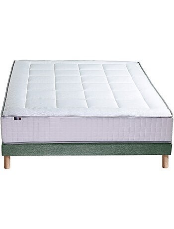 Ensemble matelas 2 ressorts 7 zones sommier bleu 160x200