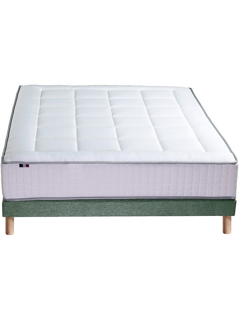 Ensemble matelas ressorts 7 zones sommier vert céladon 160x200 Blanc Vert - Kiabi