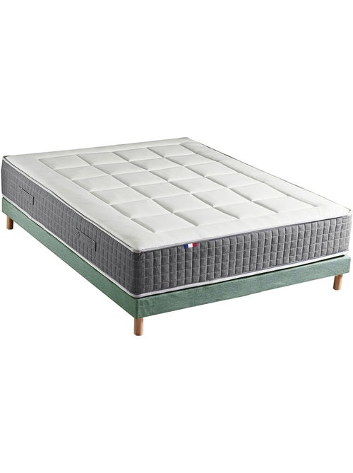 Ensemble matelas ressorts 7 zones sommier vert céladon 160x200 - Kiabi