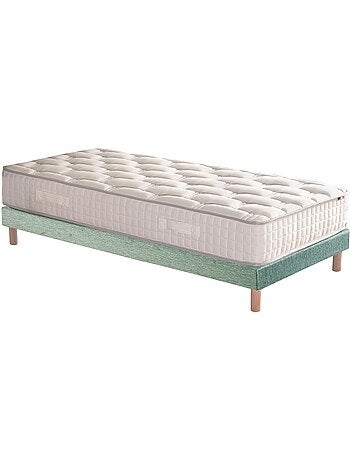 Ensemble matelas ressorts 7 zones sommier bleu 140x190